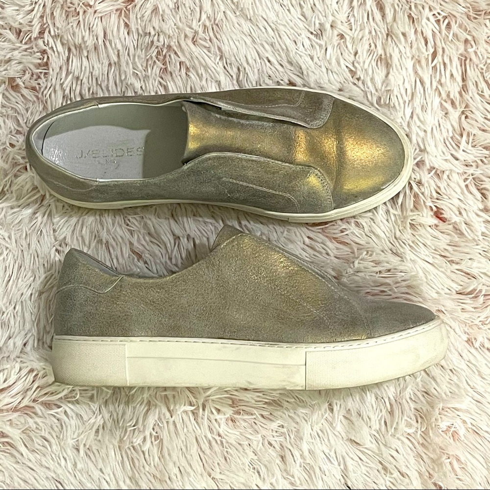 J/slides metallic slip on sneakers sz 10
